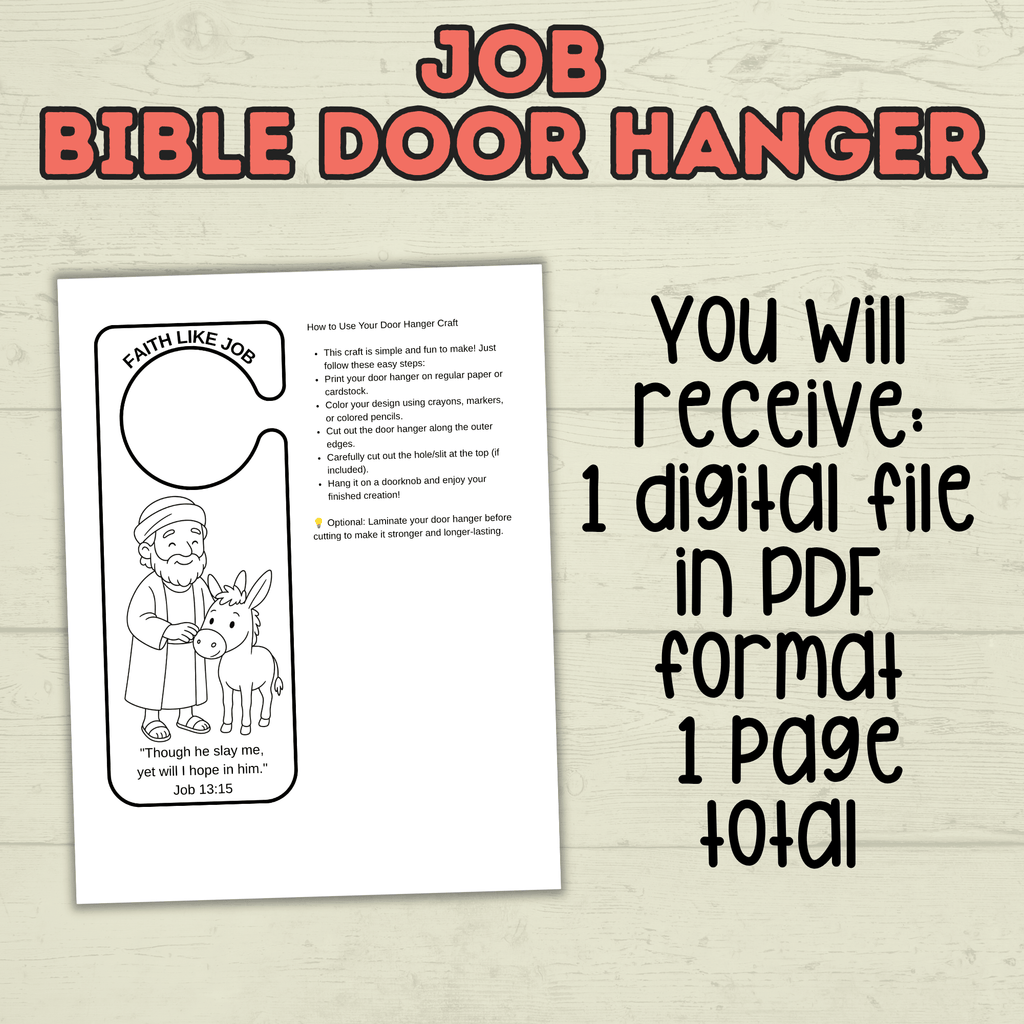Job Door Hanger Craft, Bible Story Job Craft, Sunday School Craft, Bible Craft