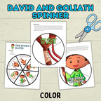 David and Goliath Spinner, David Craft, Christian Craft, Homeschool, Bible Craft, Bible Lesson, Cut and Paste Craft, Sunday School Craft