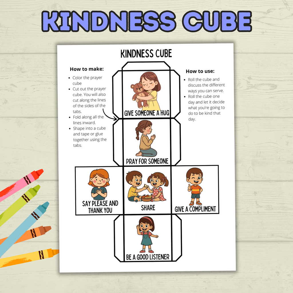 Kindness Cube Craft, Sunday School Craft, Kids Crafts, Kindness Craft, Christian Crafts, Bible Crafts, Homeschool, Lesson VBS, Cut and Paste