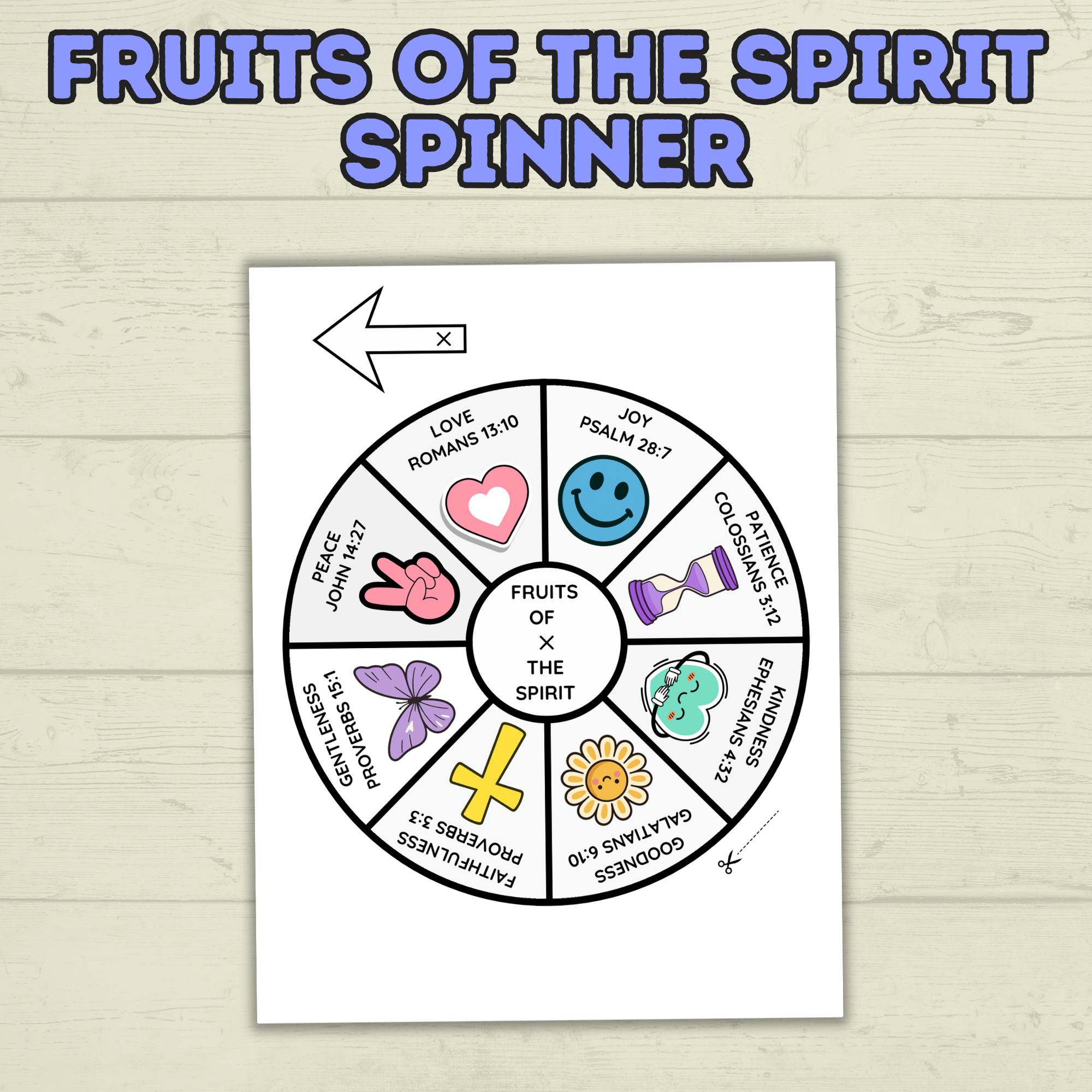 Fruits of the Spirit Craft, Spinner Craft, Sunday School Craft, Bible Craft, Bible Lesson, Christian Activity, Homeschool, Galations Lesson