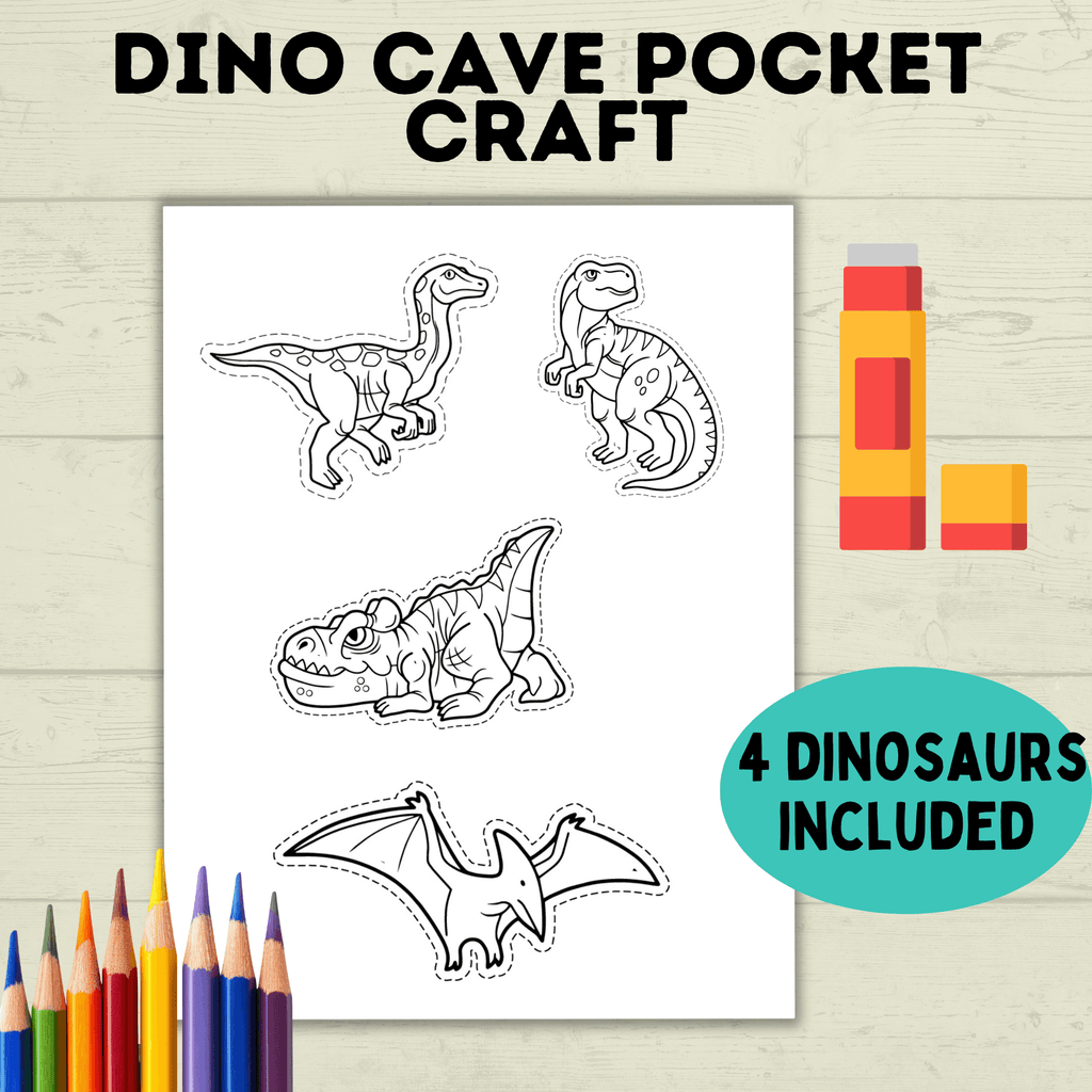 Dinosaur Cut and Paste Craft, Preschool Crafts, Toddler crafts, Homeschool, Dino
