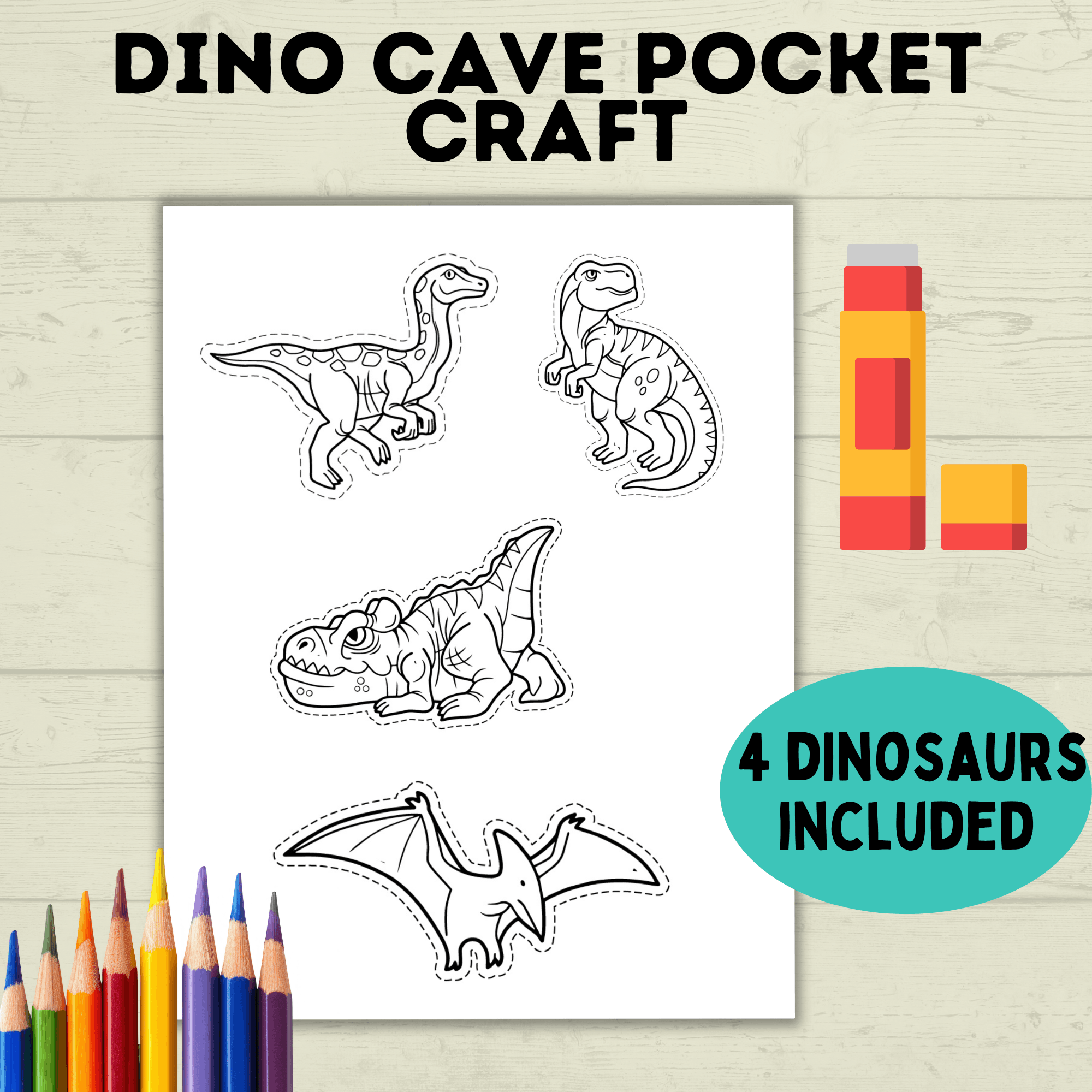 Dinosaur Cut and Paste Craft, Preschool Crafts, Toddler crafts, Homeschool, Dino