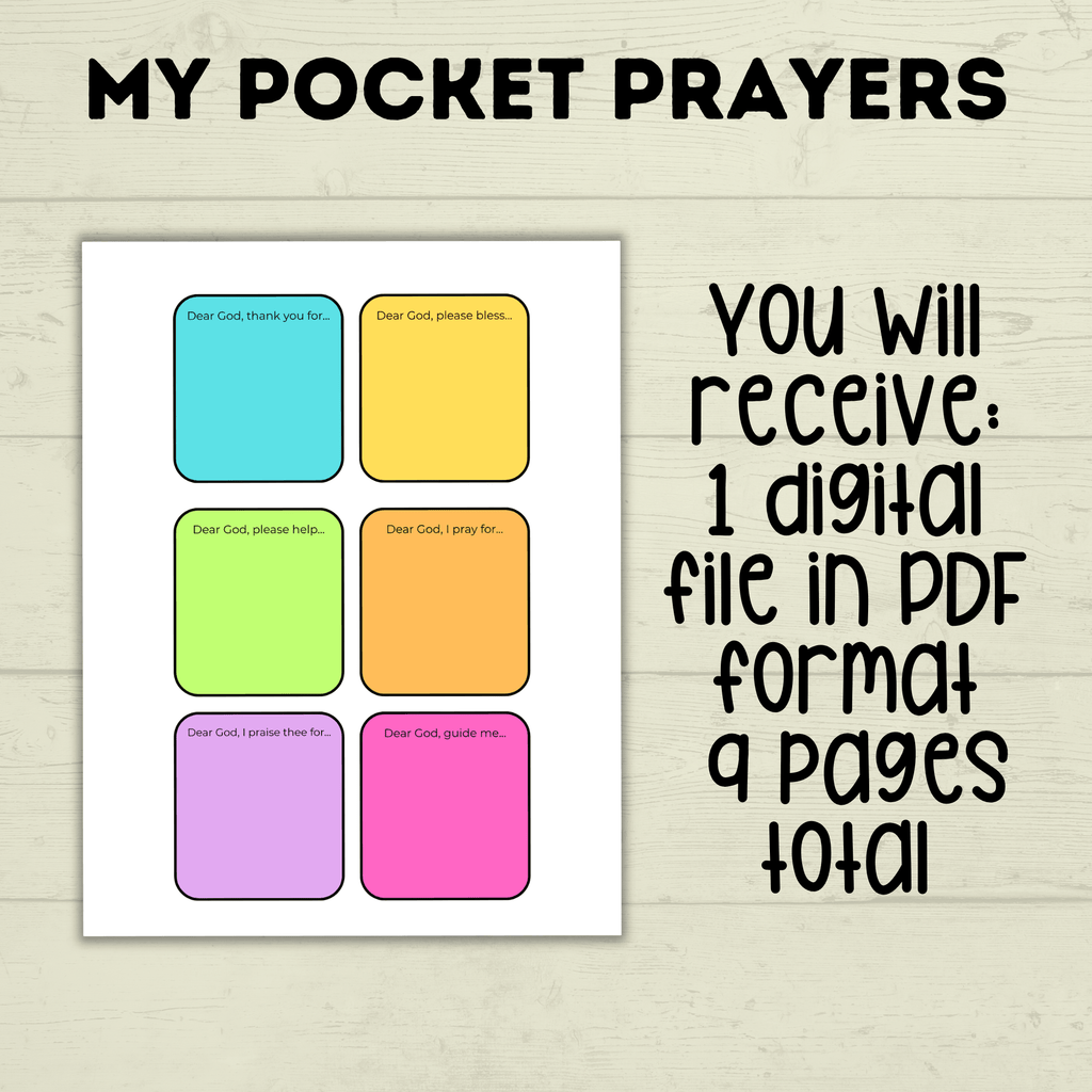 My Pocket Prayers Craft, Mini Prayers, Written Prayers, Kids prayers, Teach Kids to Pray, Sunday School Craft, Bible Lesson Craft, VBS
