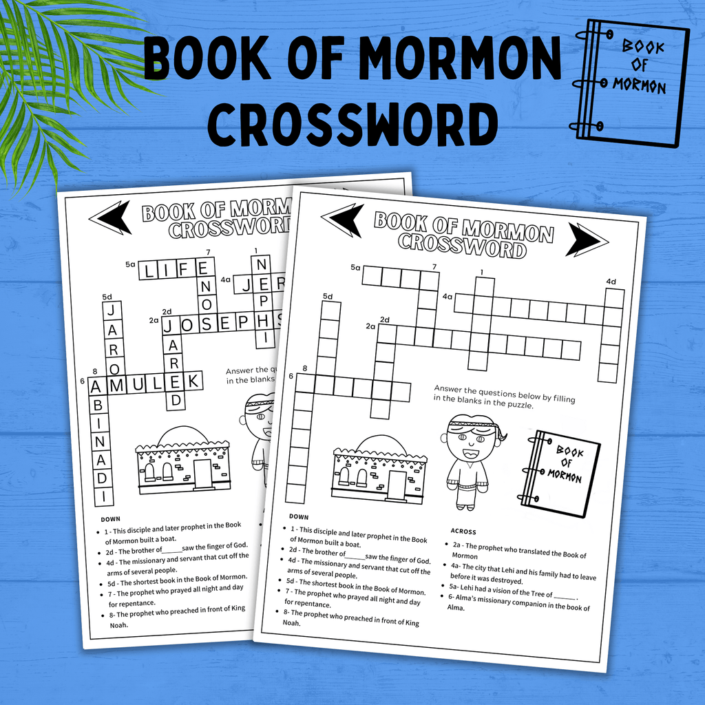 Book of Mormon Crossword for Kids | Book of Mormon Activity | Book of Mormon Printables | Primary | Family Home Evening | Sunday School