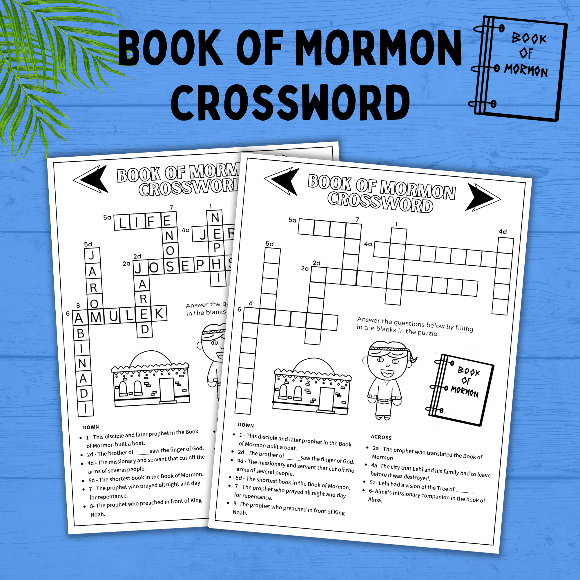 Book of Mormon Crossword for Kids | Book of Mormon Activity | Book of Mormon Printables | Primary | Family Home Evening | Sunday School