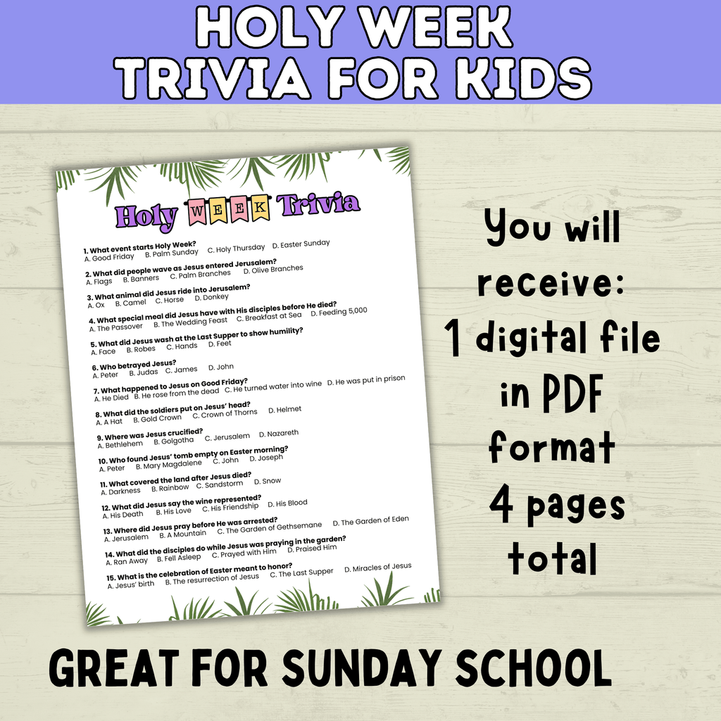 Holy Week | LDS Holy Week | Holy Week Kids Trivia | Holy Week Activity | Easter | Easter Activity | Easter Trivia | Easter Week