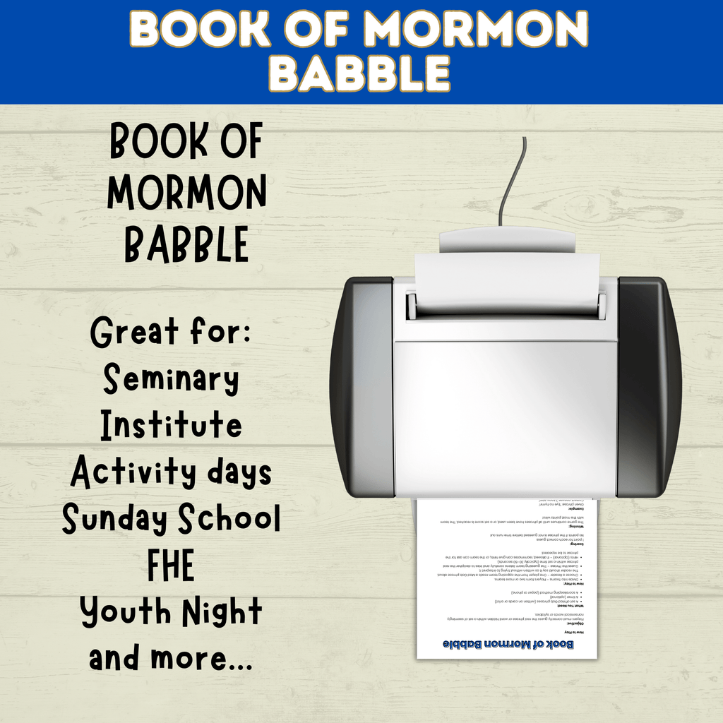 Book of Mormon Game Babble | Cards | Game Night | Church and Scripture Game | Youth Sunday School Game | Christian