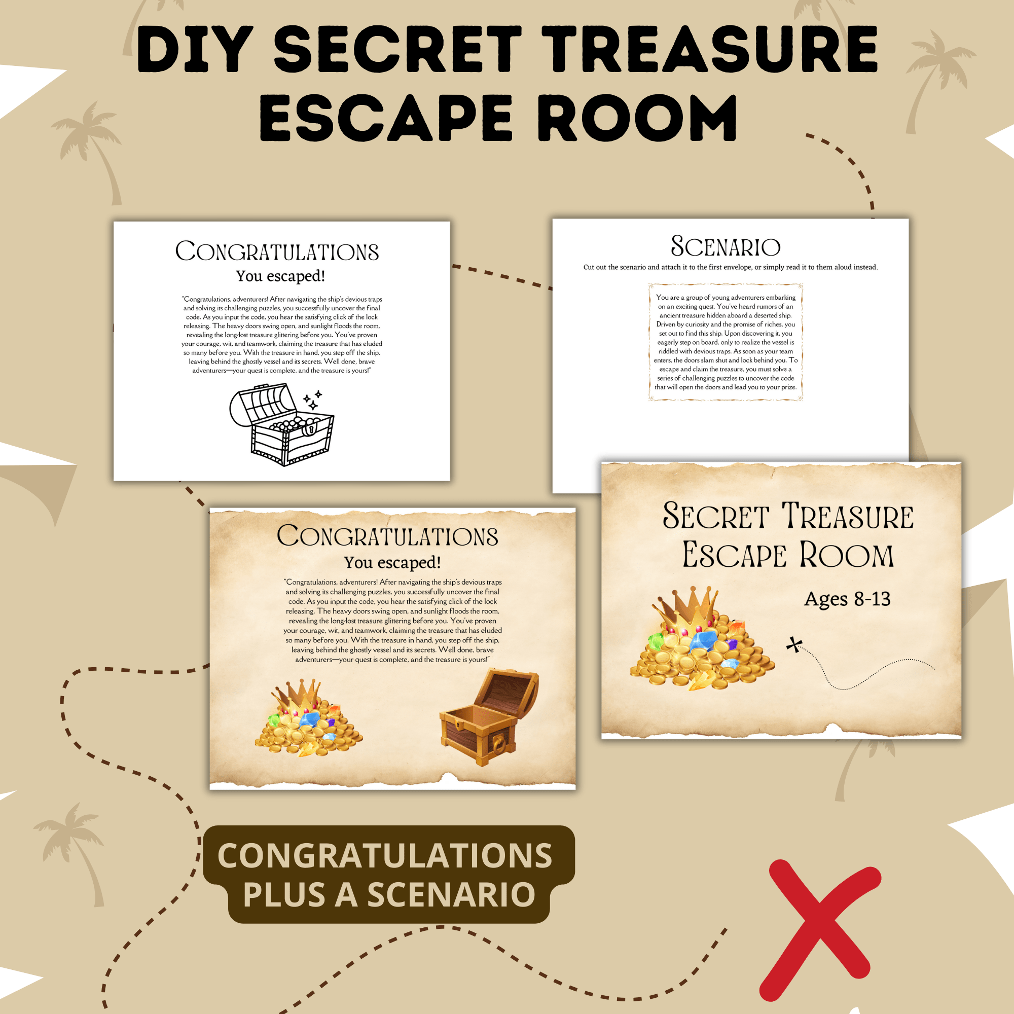 DIY Escape Room for Kids | Secret Treasure Escape Room | Home escape Room | Digital Escape Room | Kids Games | Party Games | Printable