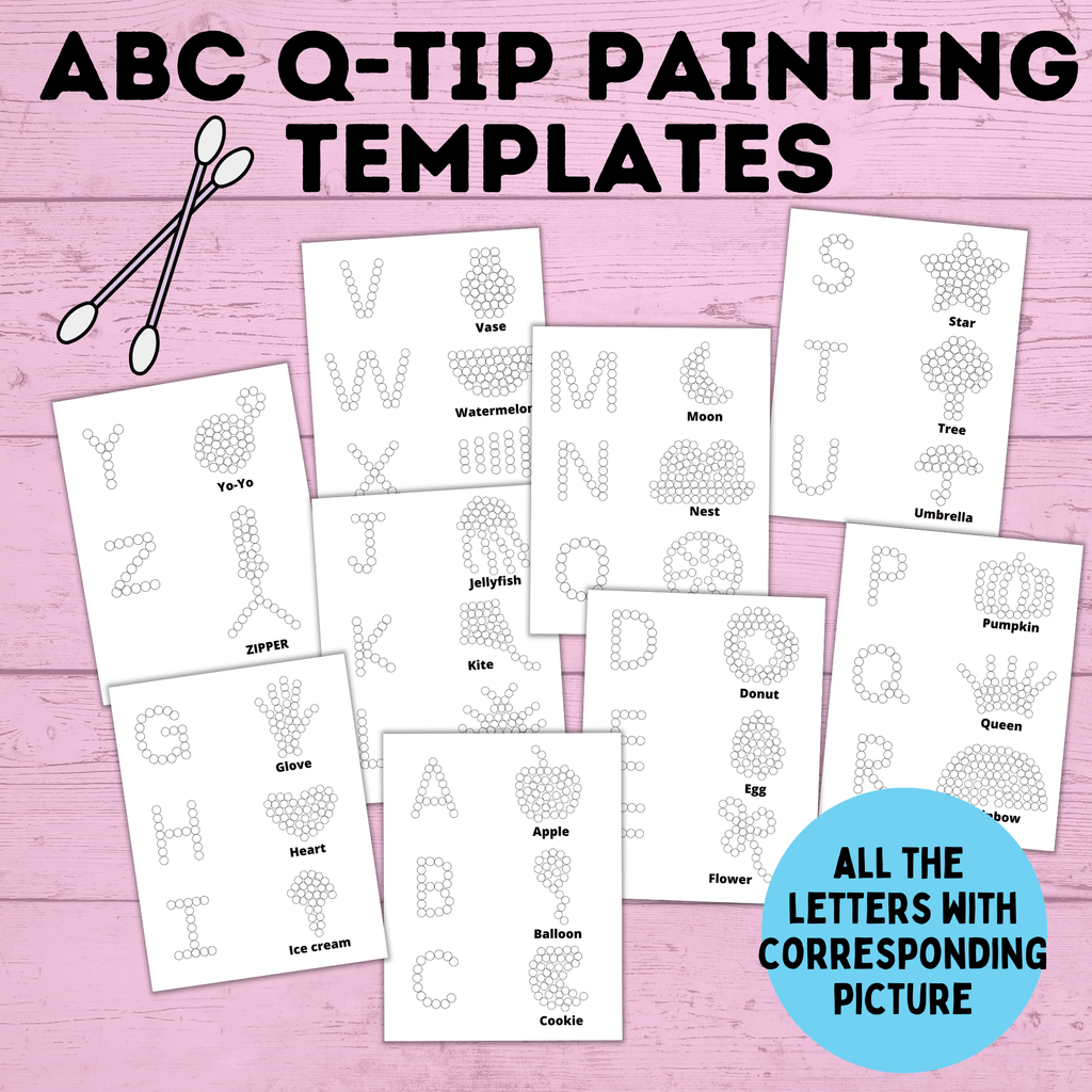 ABC Q-Tip Painting Printable | ABC Printable | Preschool Craft | Preschool Activity | Toddler Craft | Toddler Activity | Learn ABCs