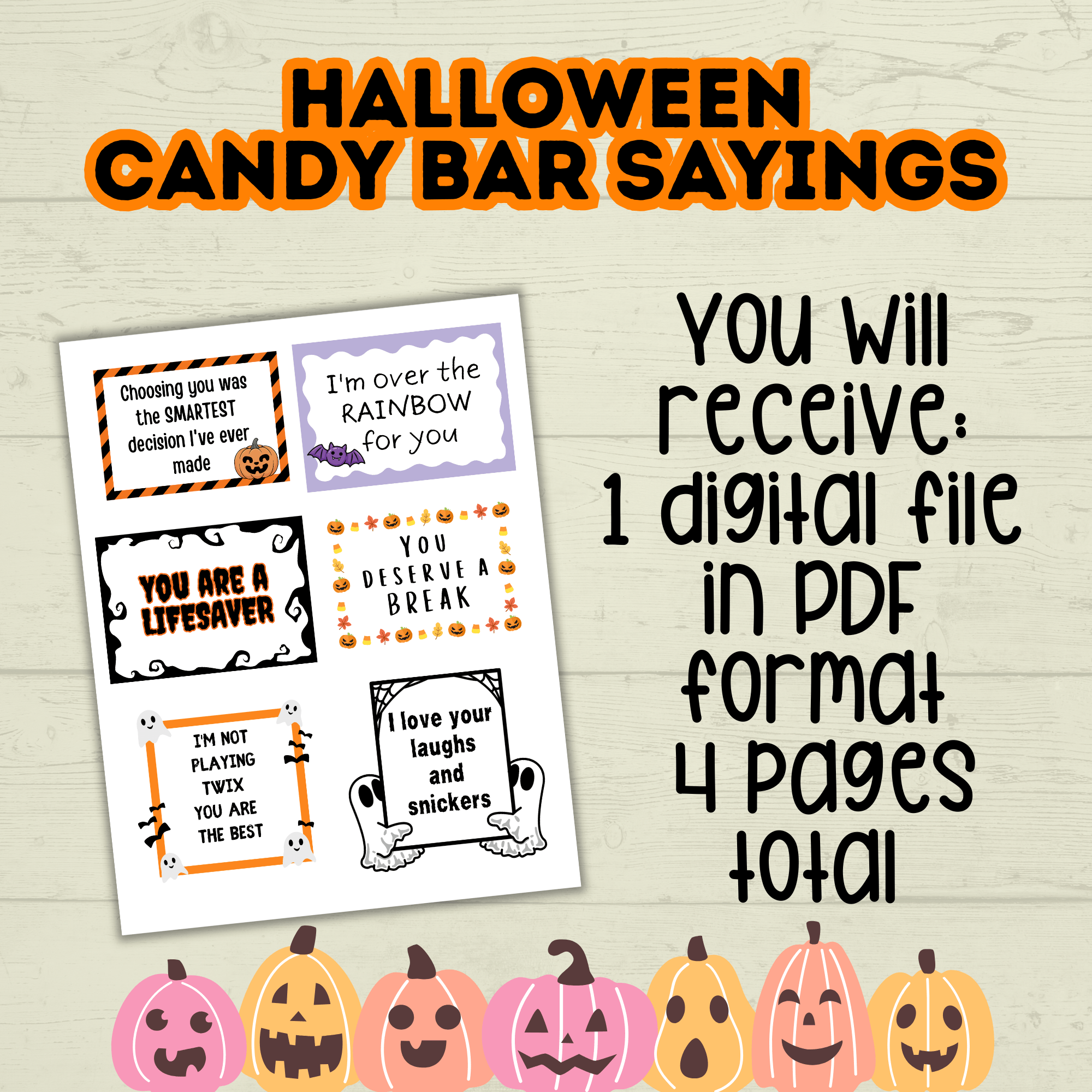 Halloween Candy Bar Pun Gift and Treat Tags