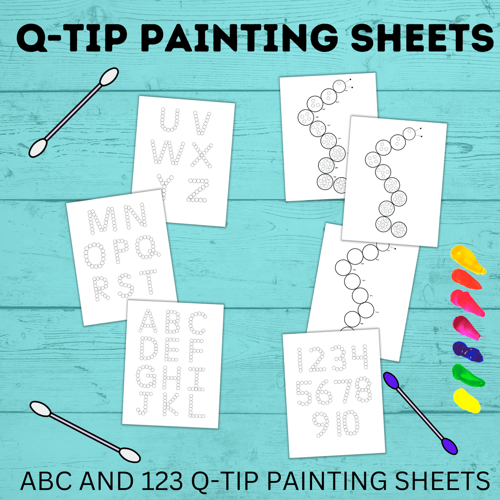 Q-Tip Painting Templates for Kids | Paint with Kids Craft | Preschool Crafts | Kids Crafts | Craft Template | Preschool Activity | Preschool