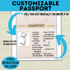 Customizable Passport | Design Your Own Passport | Passport Craft | Kids Crafts | Craft Template | Travel Craft | Passport Book | Kids