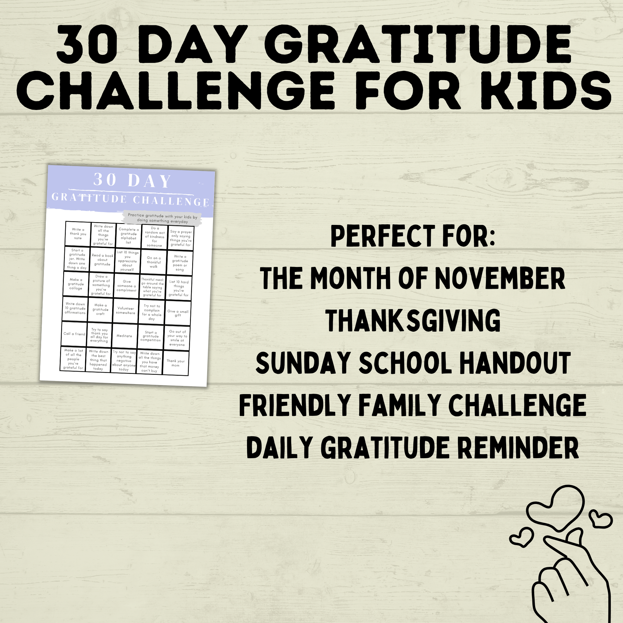 Gratitude Challenge for Kids | Gratitude Activity | Thankfulness Activity | Thankful | Kids Activity | Kids Printable | Thanksgiving