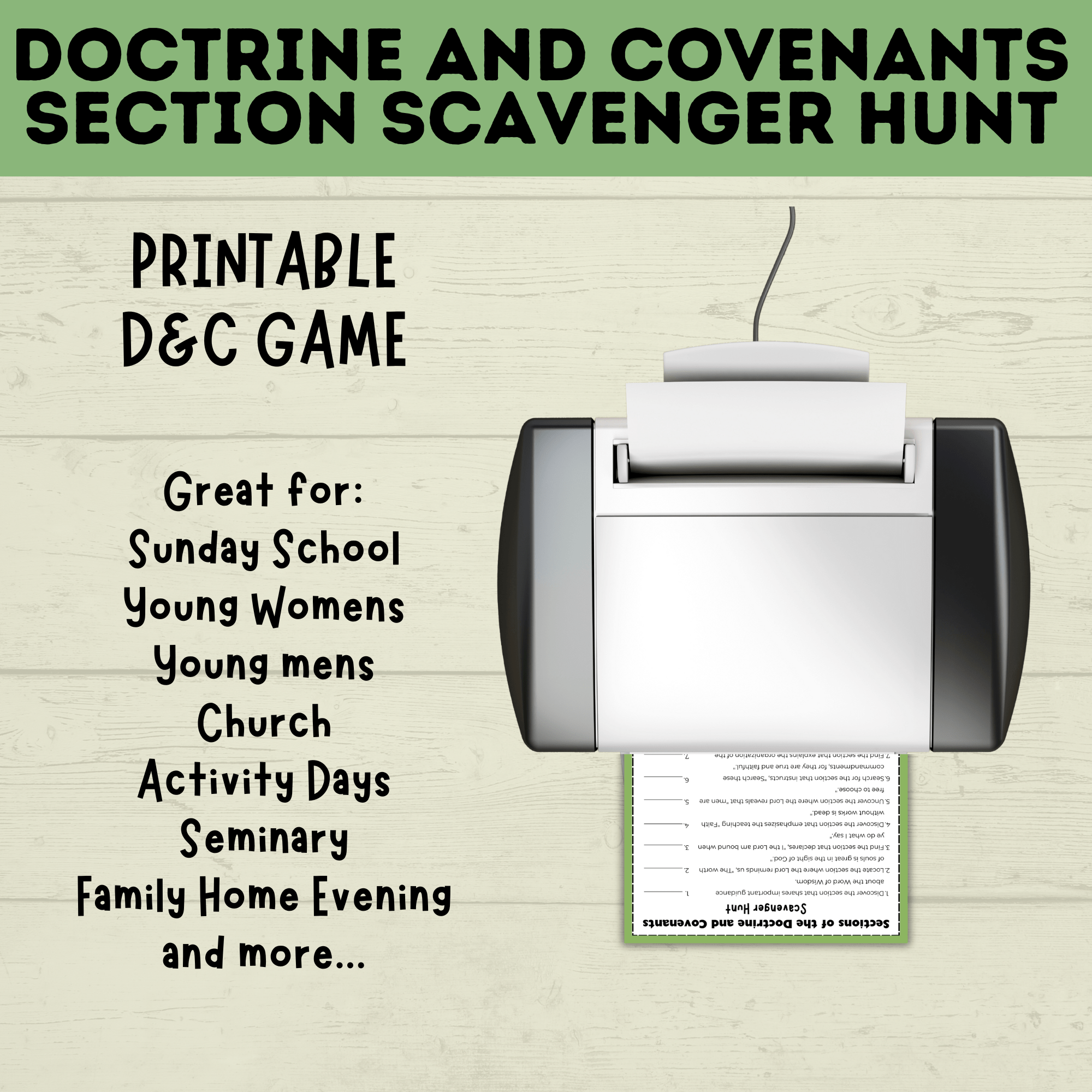 Doctrine and Covenants Scavenger Hunt | Sections of the Doctrine and Covenants Quiz | Come Follow Me | Kids Scavenger Hunt | Sunday School