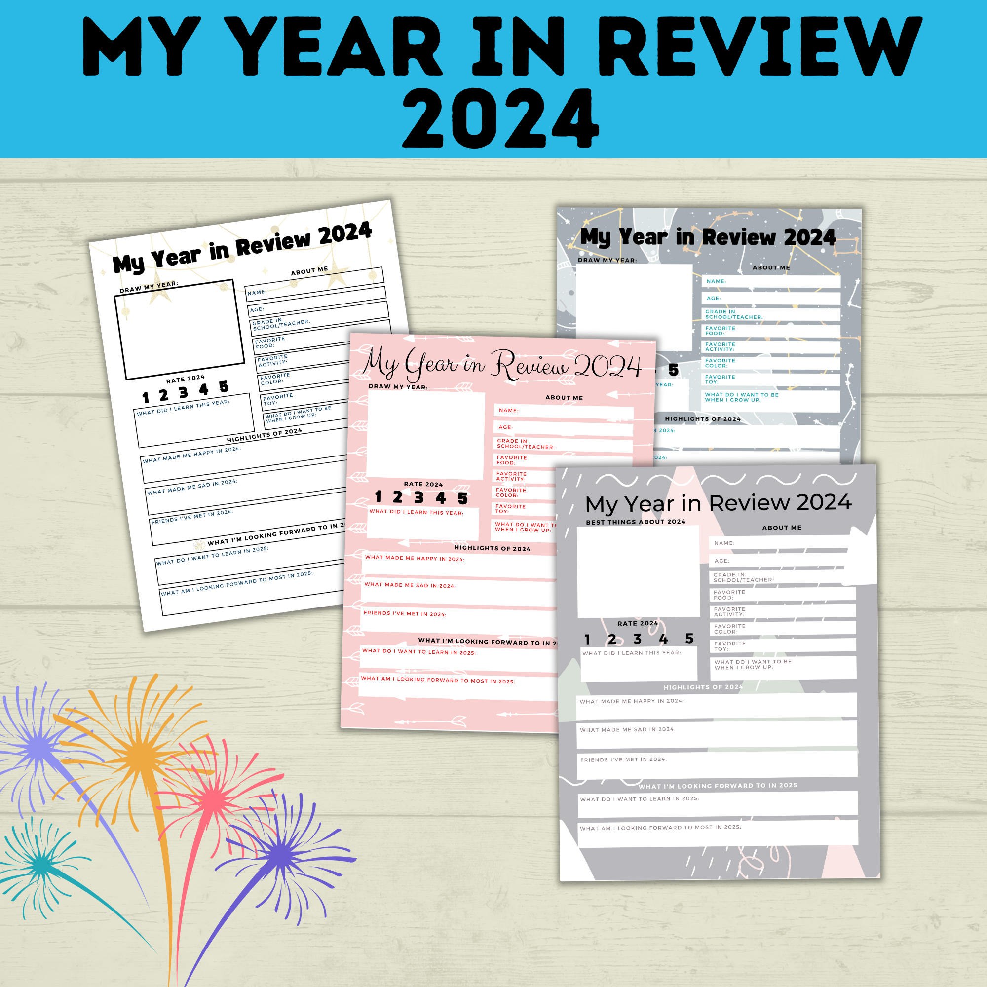 New Year's Eve 12-Hour Countdown Activity for Kids | NYE Games | Kids Games | NYE Printables