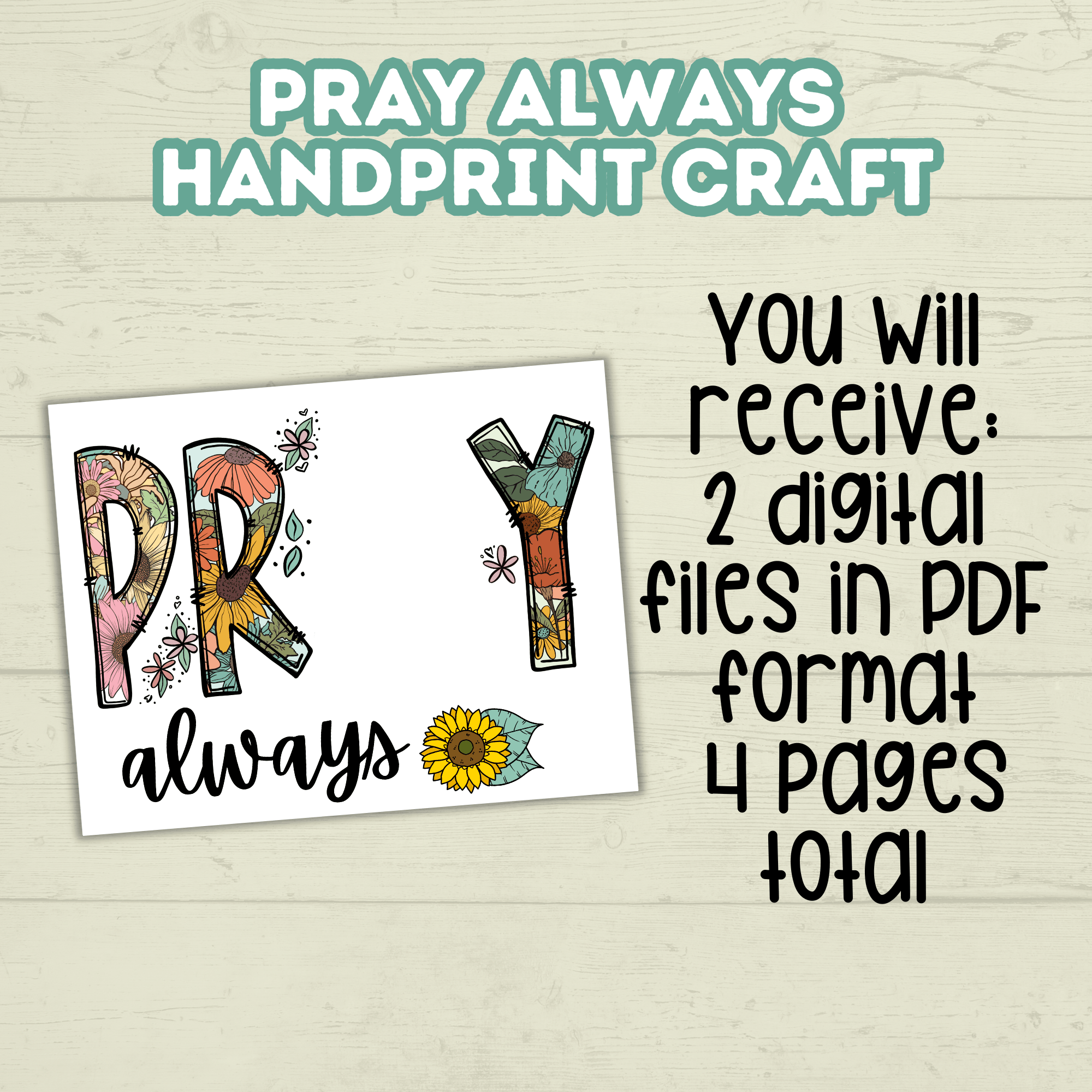 Pray Always Handprint Craft, Sunday School Craft, Prayer Craft, Handprint Art, Prayer Art, Bible Lesson craft, Christian Keepsake Art