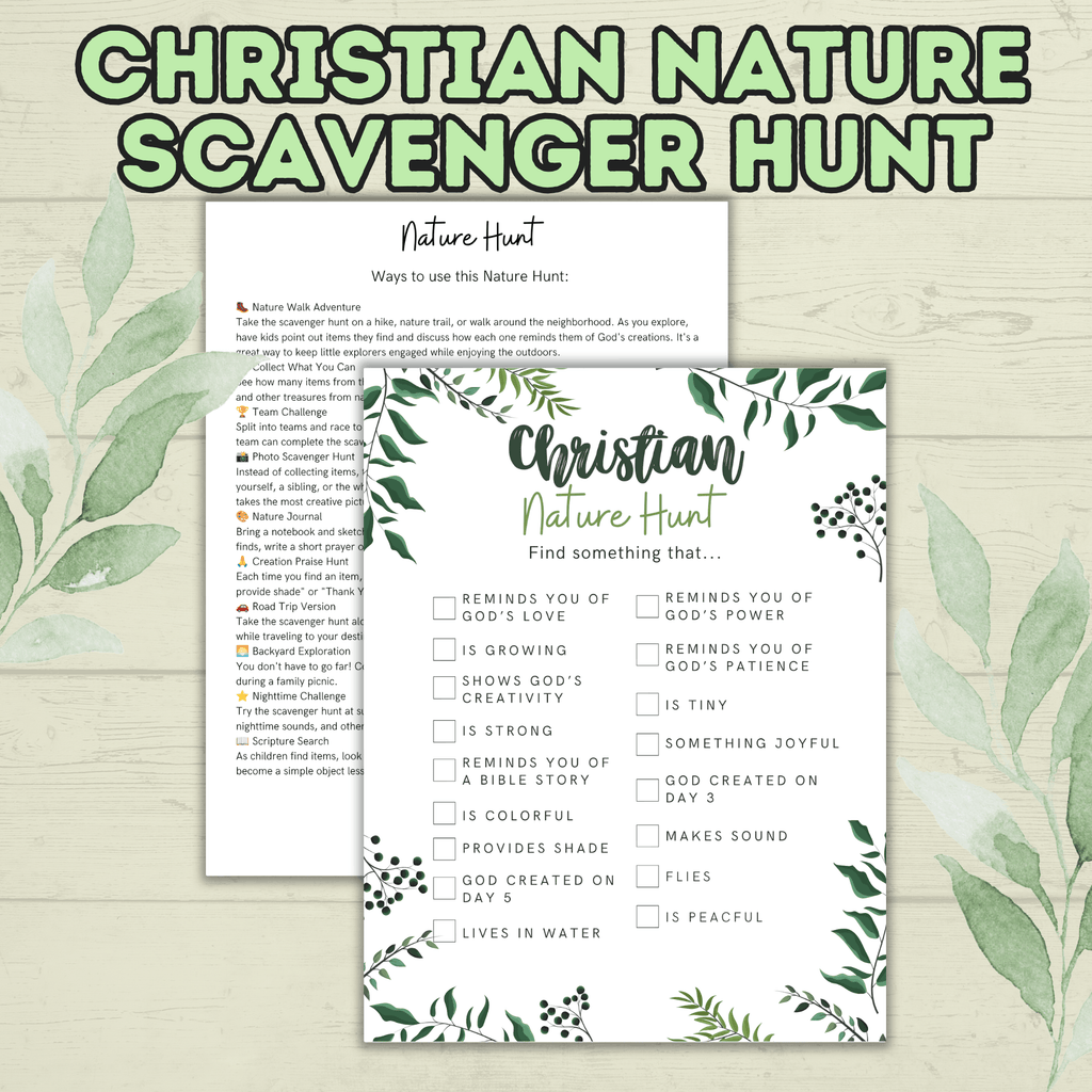 Christian Nature Walk for Kids, Christ Scavenger Hunt, Bible Scavenger Hunt, Nature Hunt, Christian Activity, VBS, Sunday School Activity