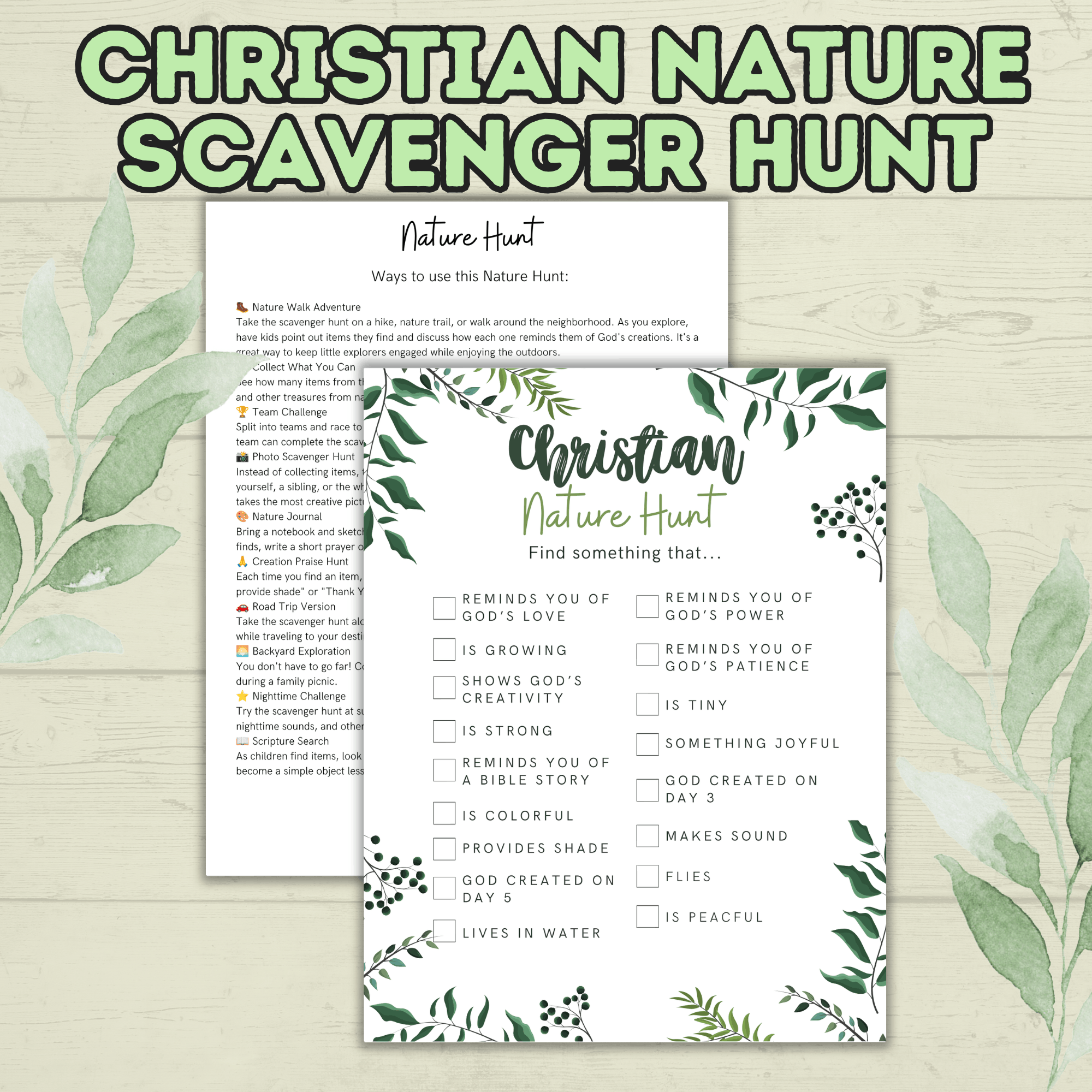 Christian Nature Walk for Kids, Christ Scavenger Hunt, Bible Scavenger Hunt, Nature Hunt, Christian Activity, VBS, Sunday School Activity