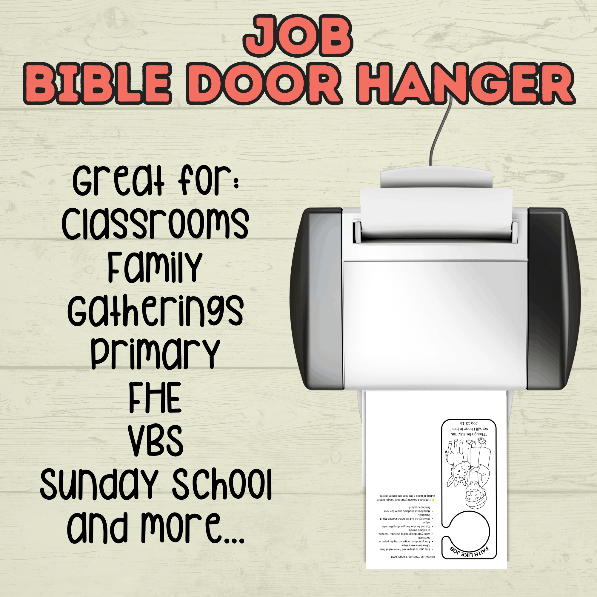 Job Door Hanger Craft, Bible Story Job Craft, Sunday School Craft, Bible Craft