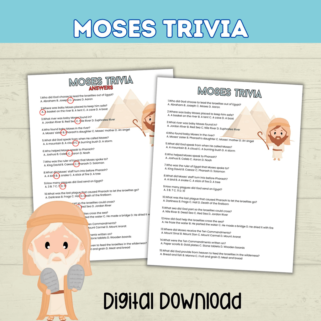 Moses Coloring Pages, Moses Activity Pack, Sunday School Activity, Bible Lesson, Old Testament, Genesis, Christian Craft, Moses and Exodus