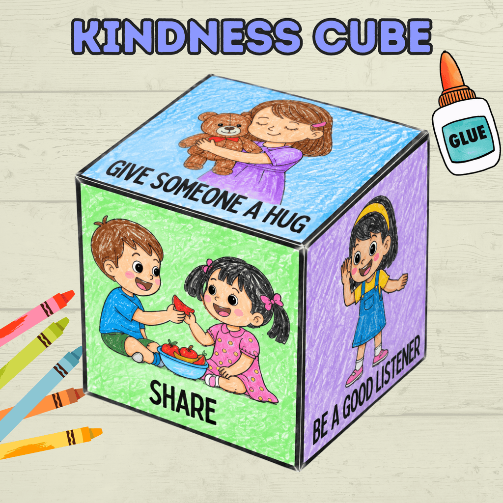 Kindness Cube Craft, Sunday School Craft, Kids Crafts, Kindness Craft, Christian Crafts, Bible Crafts, Homeschool, Lesson VBS, Cut and Paste