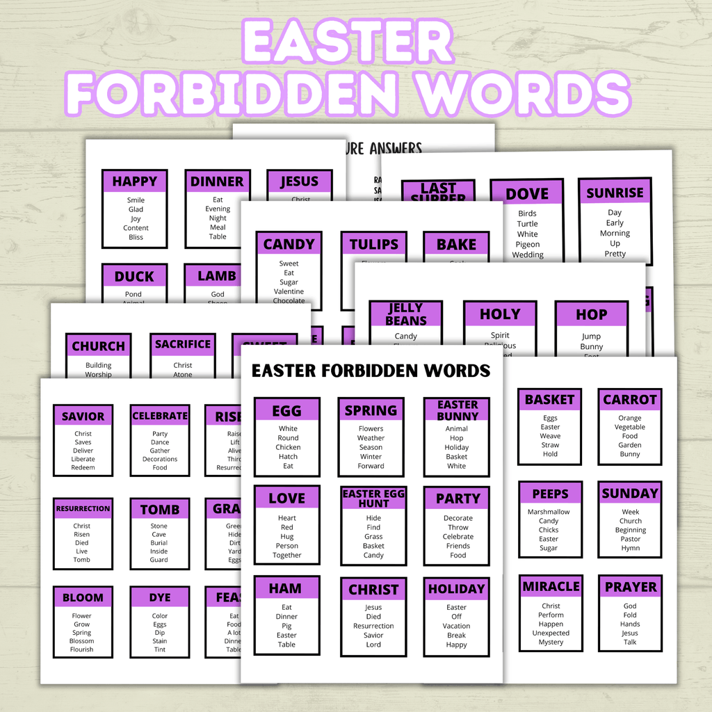Easter Forbidden Words Game, Teen and Youth Activities, Bible Games, Church Games, Easter Word Game, Classroom Game, Sunday School, Spring