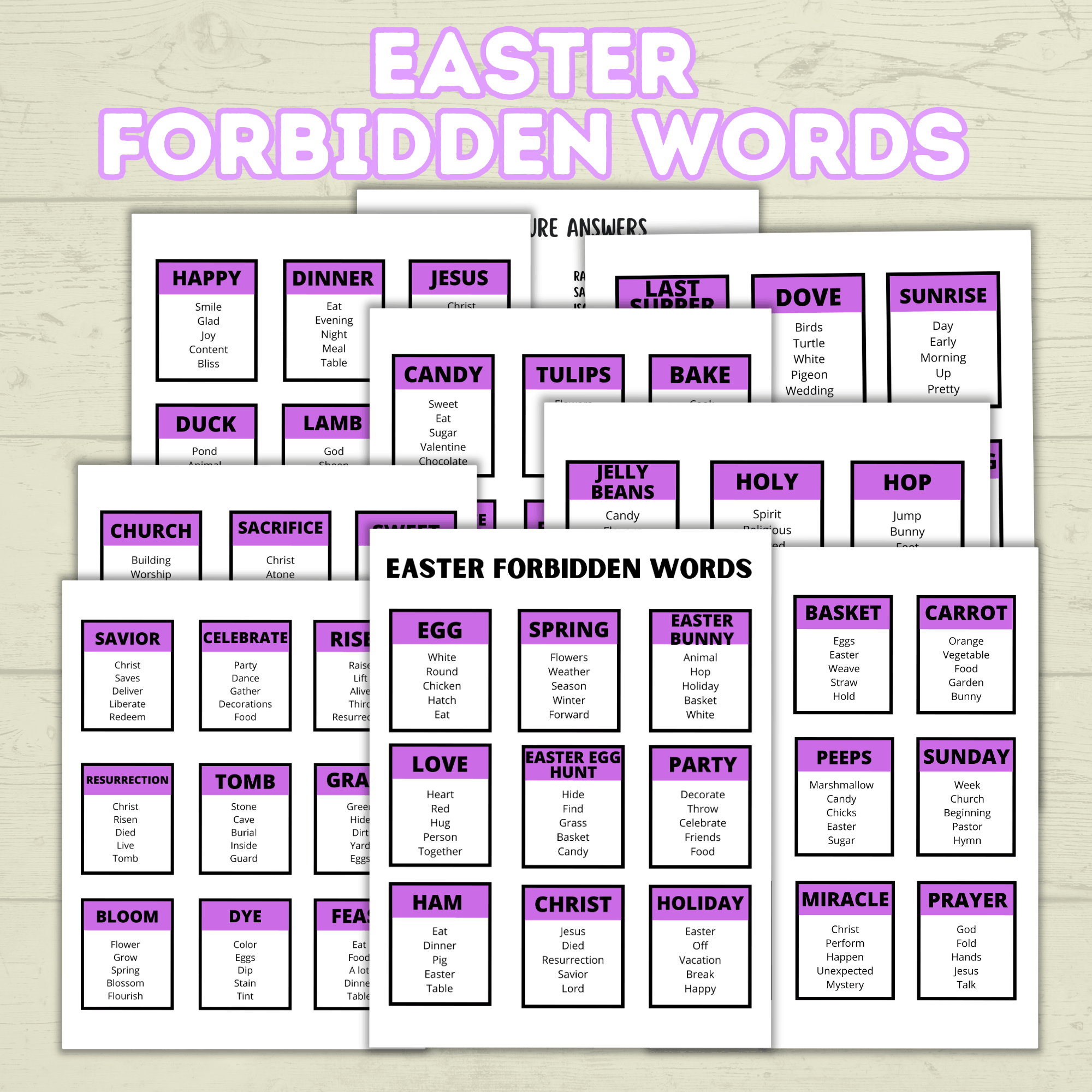 Easter Forbidden Words Game, Teen and Youth Activities, Bible Games, Church Games, Easter Word Game, Classroom Game, Sunday School, Spring