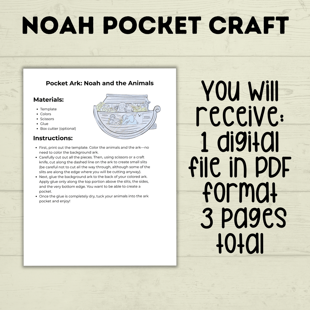 Noah's Ark Craft, Noah's Cut and Paste Craft, Sunday School Craft, Bible Craft