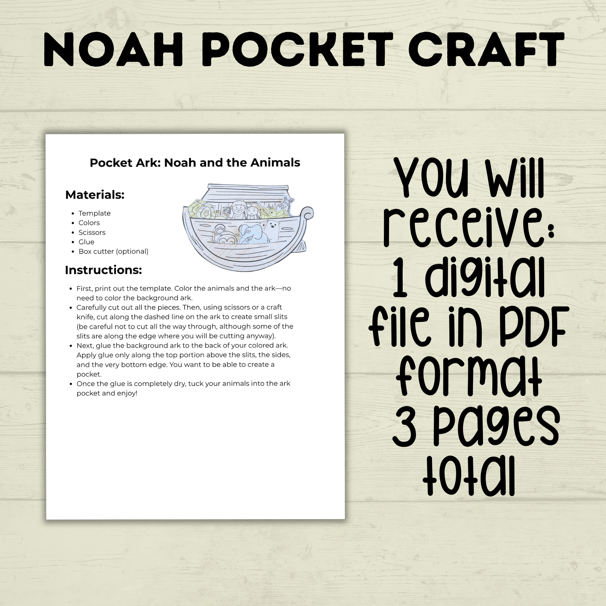Noah's Ark Craft, Noah's Cut and Paste Craft, Sunday School Craft, Bible Craft