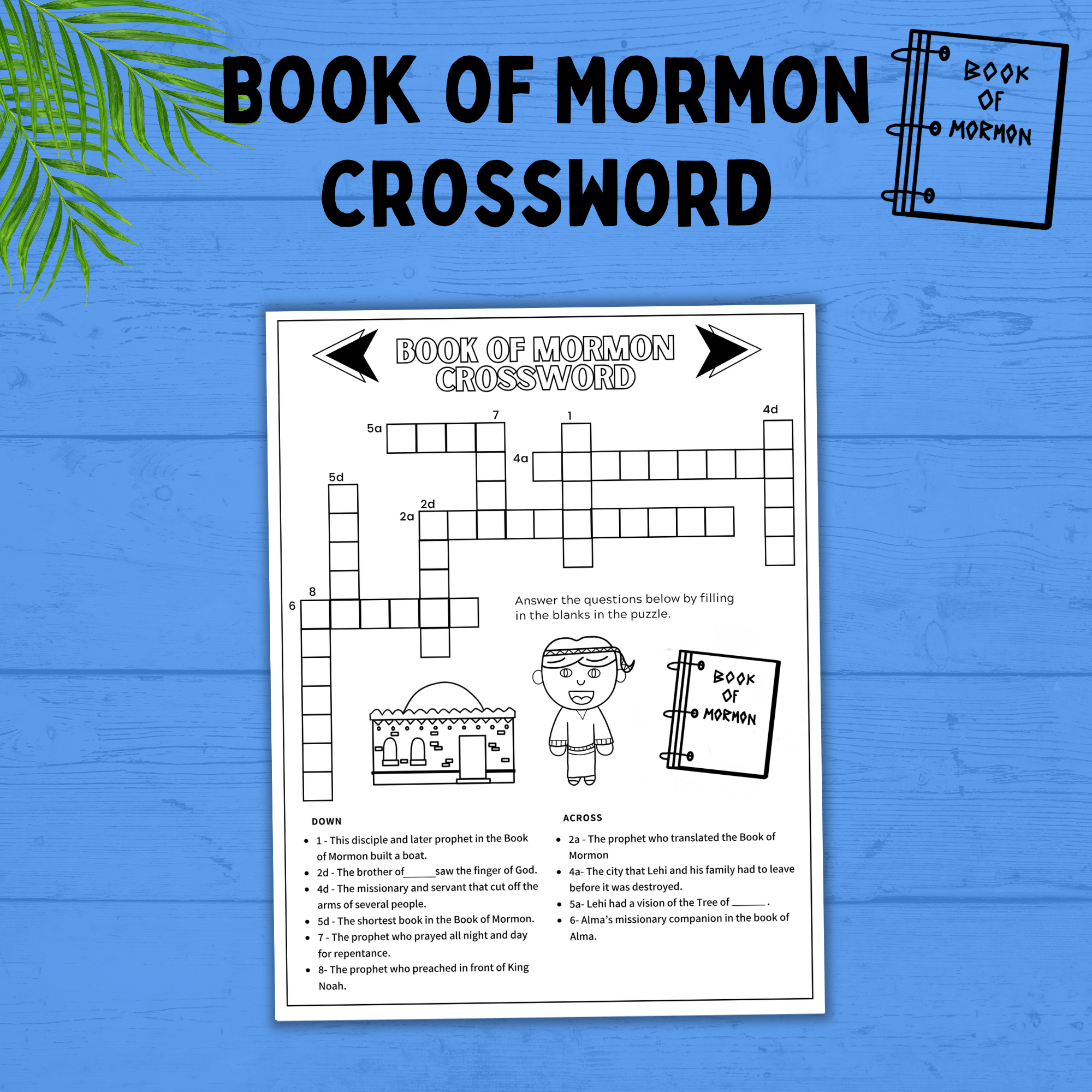 Book of Mormon Crossword for Kids | Book of Mormon Activity | Book of Mormon Printables | Primary | Family Home Evening | Sunday School