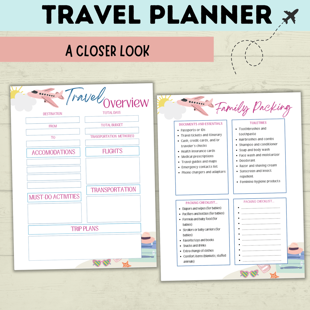 Travel Planner for the Whole Family | Family Planner | Budget Planner | Travel Calendar | Travel Itinerary | Travel Research | PDF download