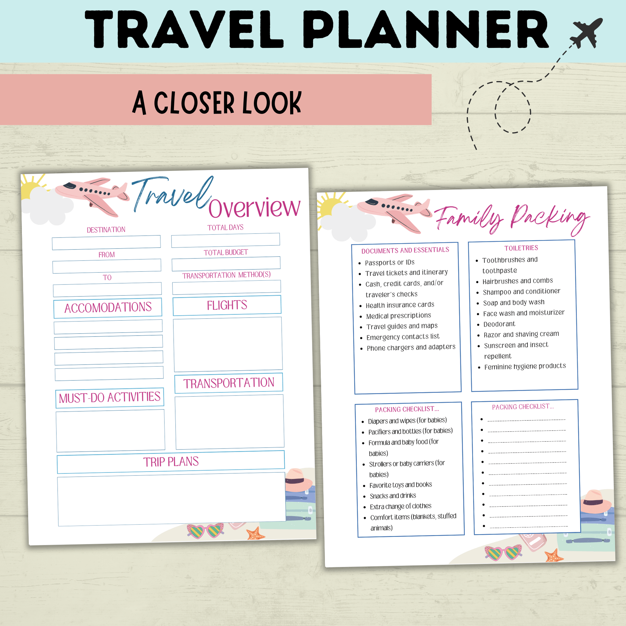 Travel Planner for the Whole Family | Family Planner | Budget Planner | Travel Calendar | Travel Itinerary | Travel Research | PDF download