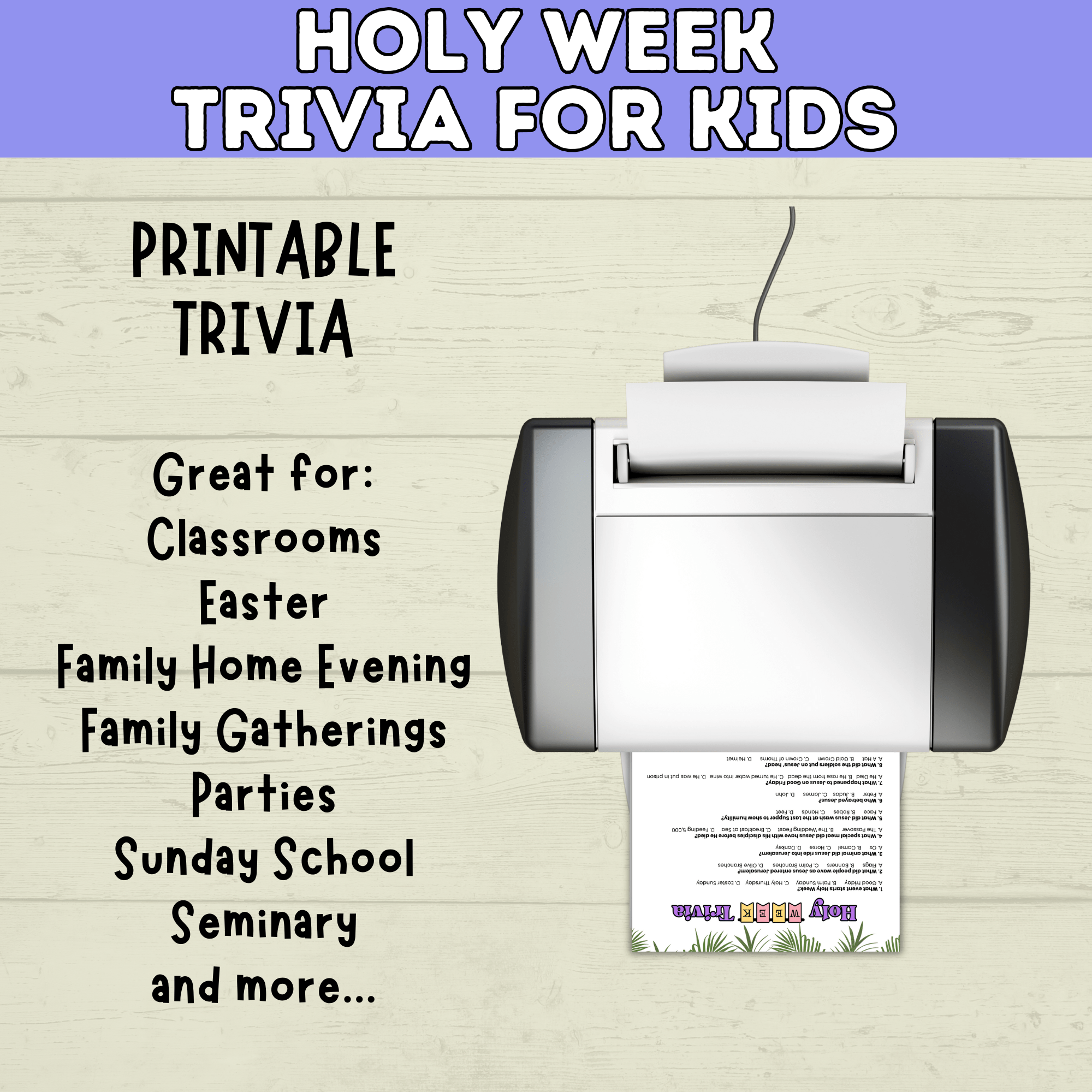 Holy Week | LDS Holy Week | Holy Week Kids Trivia | Holy Week Activity | Easter | Easter Activity | Easter Trivia | Easter Week