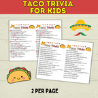 Taco Trivia Game | Taco Party | Fiesta Games | Party Games | Kids Games | Printable Games | Cinco De Mayo Trivia | PDF Download