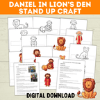 Bible Characters Daniel in the Lion's Den Craft for Kids, Sunday School Crafts, Bible Coloring Pages Lesson, Digital Download, PDF