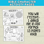 Bible Activity Sheets | Kids Coloring Pages | Bible Lesson Plans | Moses | Abraham | Noah | Esther | Ruth | Digital Download | Printables
