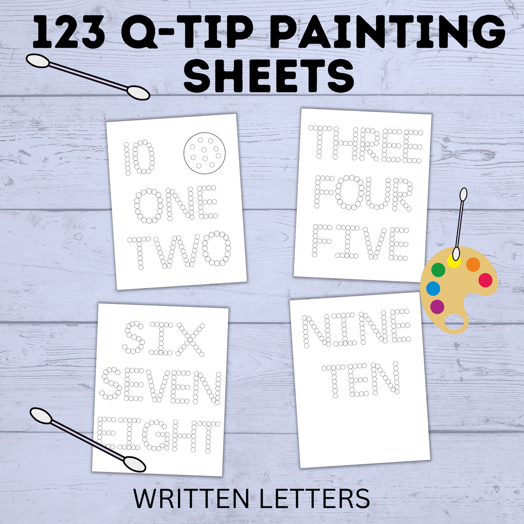 Counting Activity | Toddler Counting Printable | Toddler Activity | Q Tip Painting 123 and Counting Printable | Preschool Craft