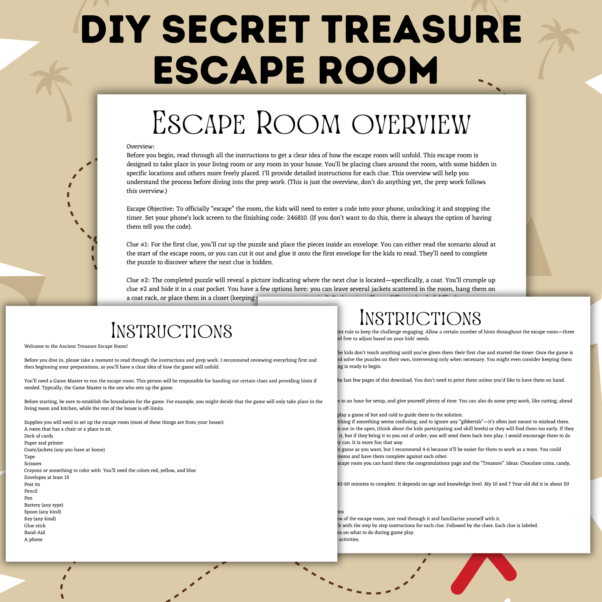 DIY Escape Room for Kids | Secret Treasure Escape Room | Home escape Room | Digital Escape Room | Kids Games | Party Games | Printable