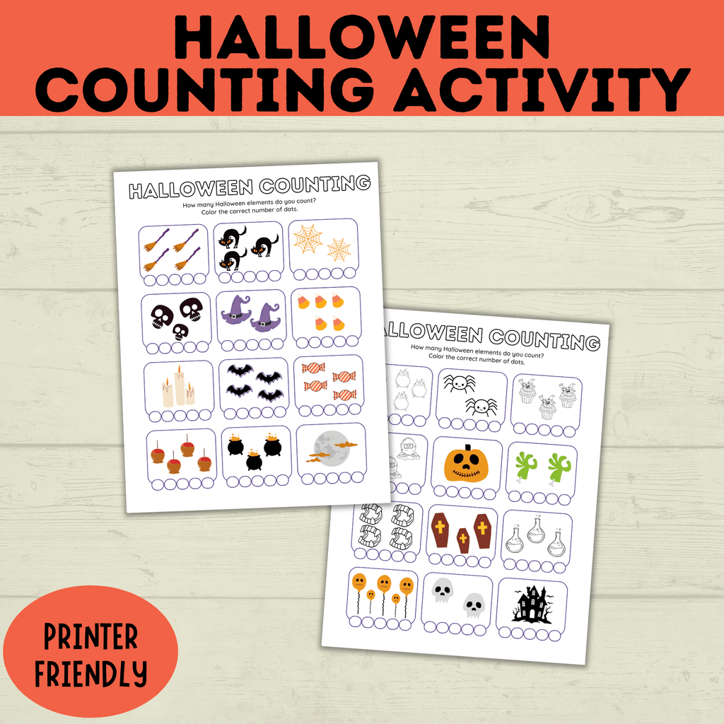 Halloween Counting Activity for Kids and Preschoolers | Counting for Preschoolers | Numbers | Math Worksheets | Math for Preschool