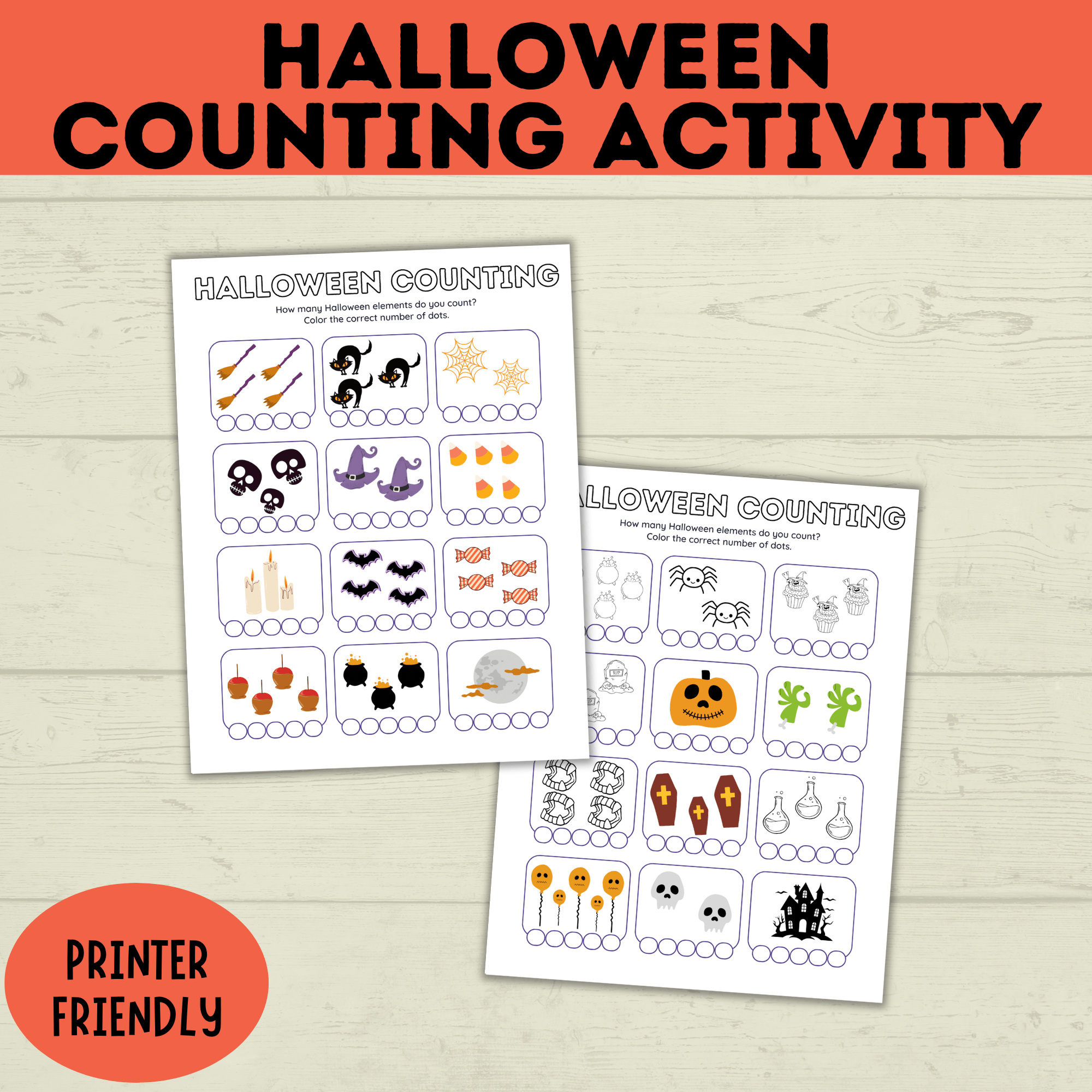Halloween Counting Activity for Kids and Preschoolers | Counting for Preschoolers | Numbers | Math Worksheets | Math for Preschool