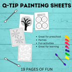 Q-Tip Painting Templates for Kids | Paint with Kids Craft | Preschool Crafts | Kids Crafts | Craft Template | Preschool Activity | Preschool