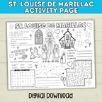 St. Louise de Marillac Activity page | Catholic Activity Page | PDF Digital Download | Feast Day