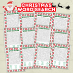 Christmas Word Search Puzzles for Kids, Fun Printable Game, Holiday Activity