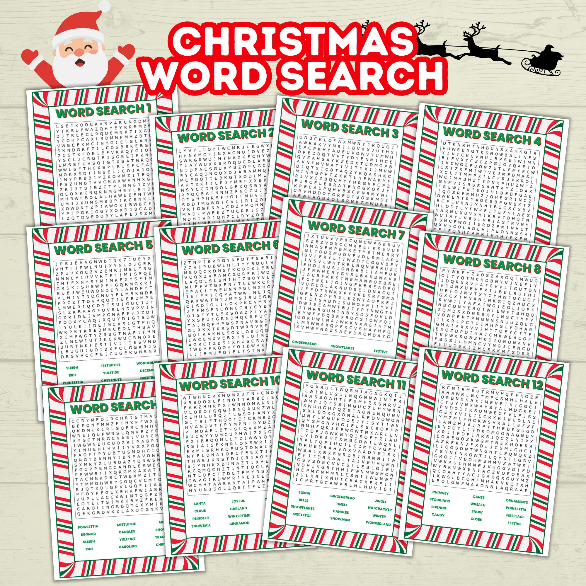 Christmas Word Search Puzzles for Kids, Fun Printable Game, Holiday Activity