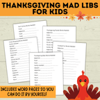 Thanksgiving Mad Libs for Kids | Thanksgiving Games | Kids Games | Thanksgiving Activities | Thanksgiving Printables | Family Games
