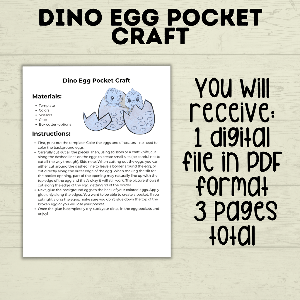 Dinosaur Egg Cut and Paste Craft, Preschool Crafts, Toddler crafts, Homeschool, Dino Egg Craft