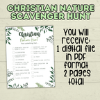 Christian Nature Walk for Kids, Christ Scavenger Hunt, Bible Scavenger Hunt, Nature Hunt, Christian Activity, VBS, Sunday School Activity