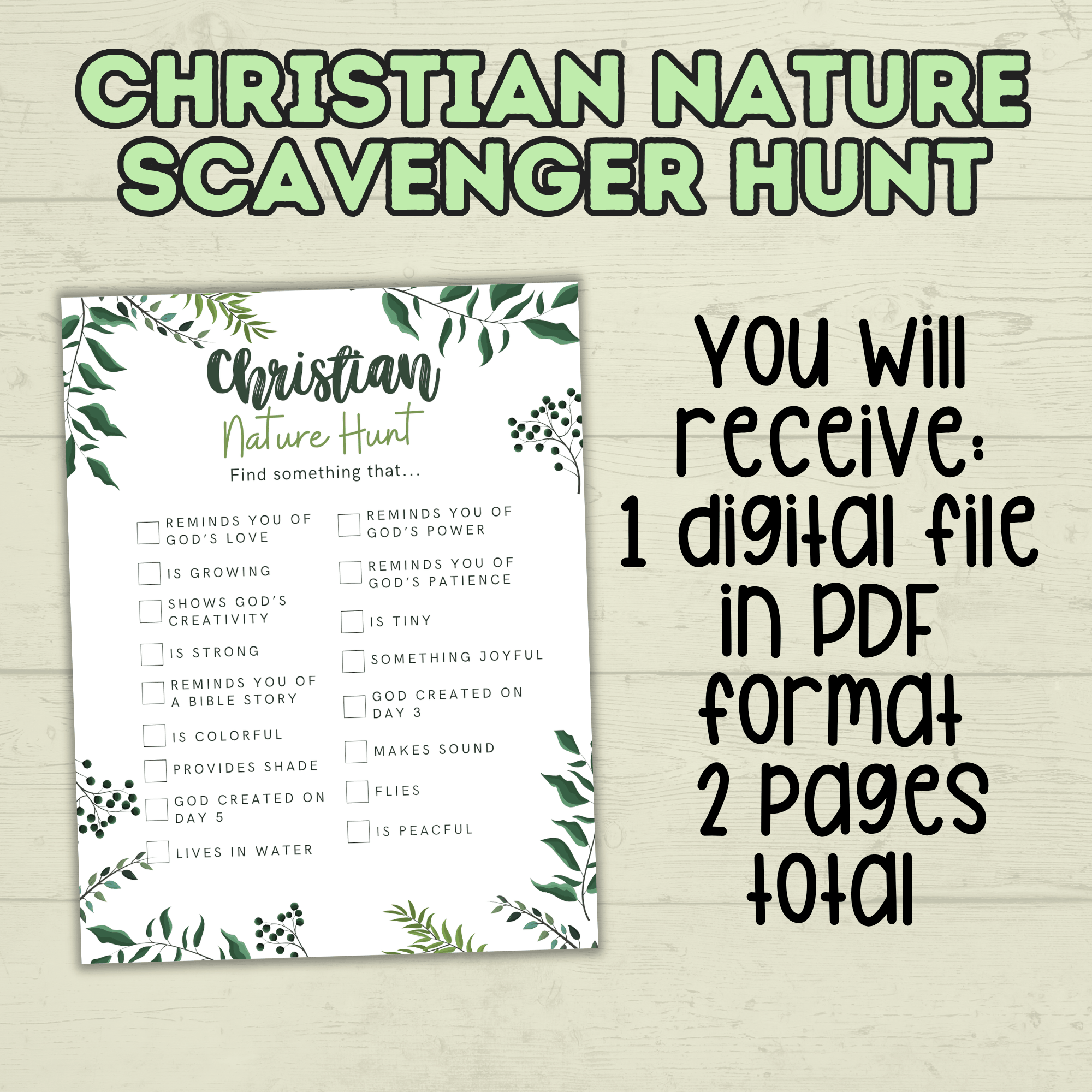 Christian Nature Walk for Kids, Christ Scavenger Hunt, Bible Scavenger Hunt, Nature Hunt, Christian Activity, VBS, Sunday School Activity