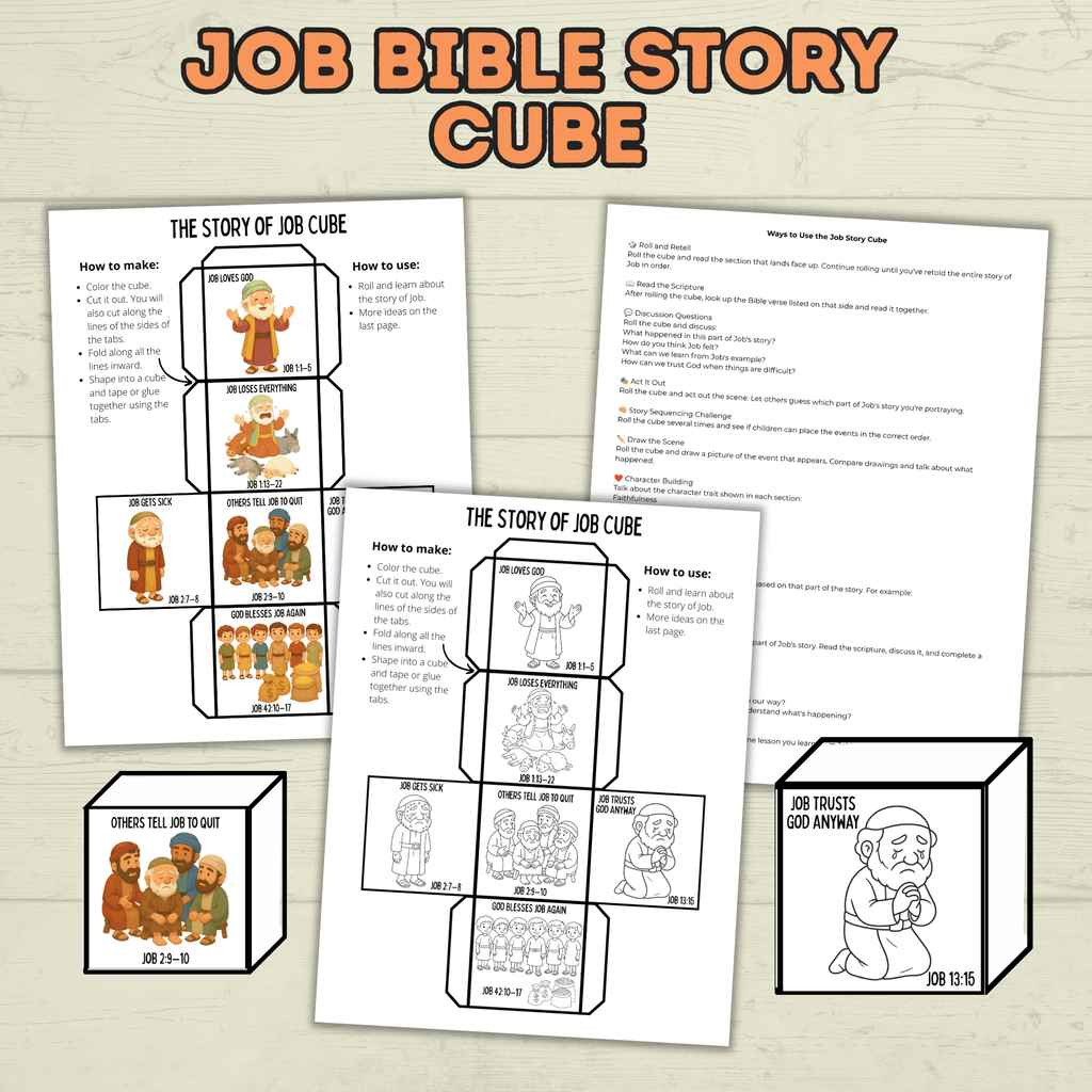 Job Bible Story Cube Craft, Sunday School Crafts, Cube Crafts, Bible Craft