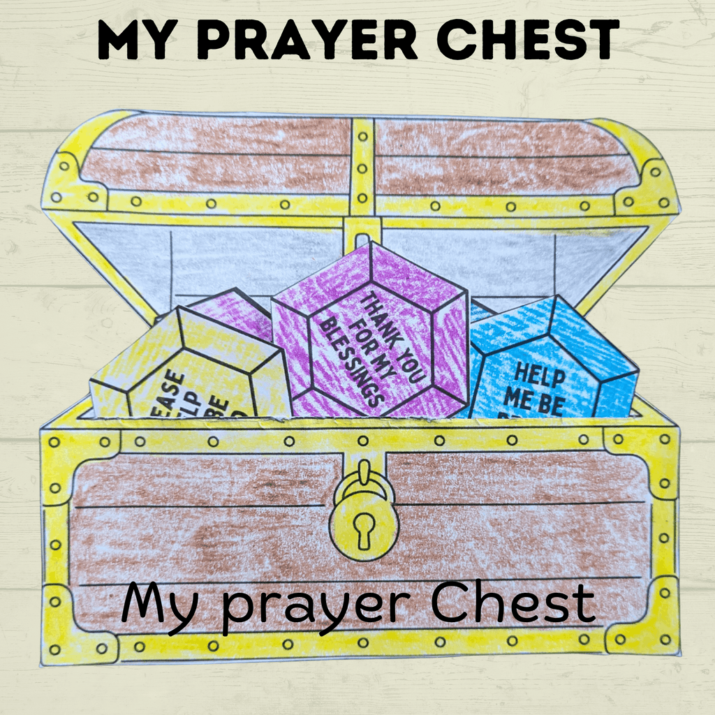 Treasure Chest Craft, Prayer Craft for Kids, Sunday School Craft, Bible Activity, Homeschool, Prayer Chest, Prayer Prompts, Prayers for kids